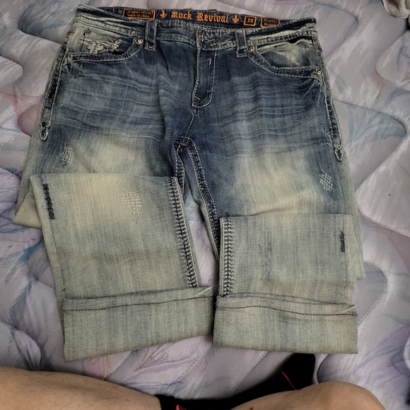Rock Revival Phoenix StraightLight Blue size 38. Inseam measures 30. Embelished - Picture 9 of 11